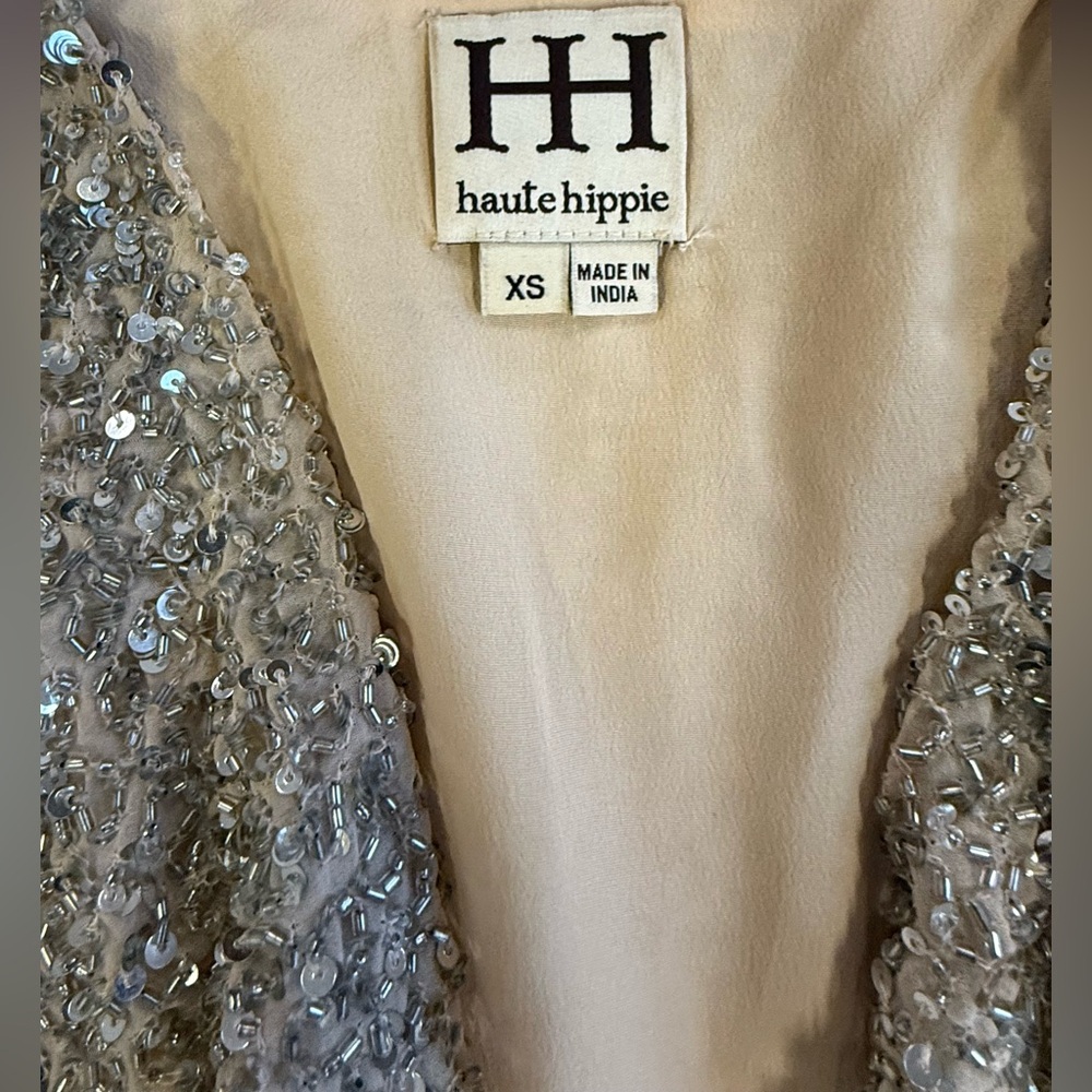 Haute Hippie Silver Sequin Embellished Top - Picture 5 of 8